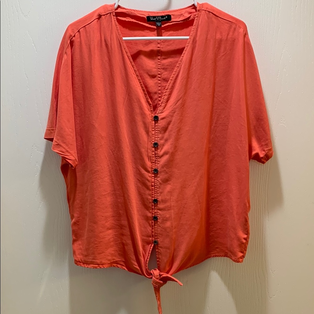 ORANGE TIE FRONT SHIRT